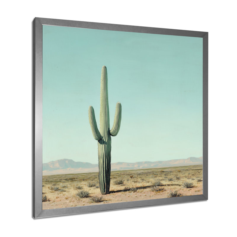 Marlynne rétro cactus et le ciel du désert - art mural de cactus pour le salon, Reproduction encadrée d'une seule photo