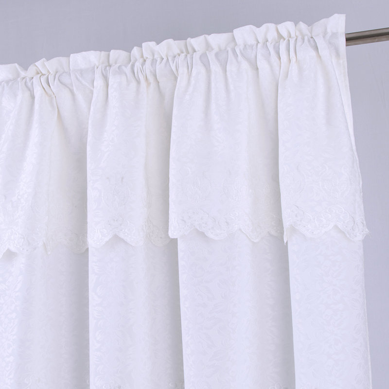 Rideau de fenêtre en macramé brodé Alice, Blanc