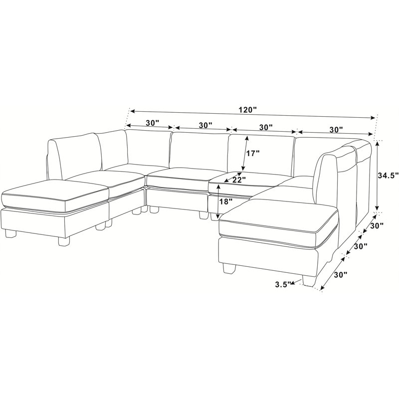 Canapé modulaire en polyester, Dark Grey Polyester
