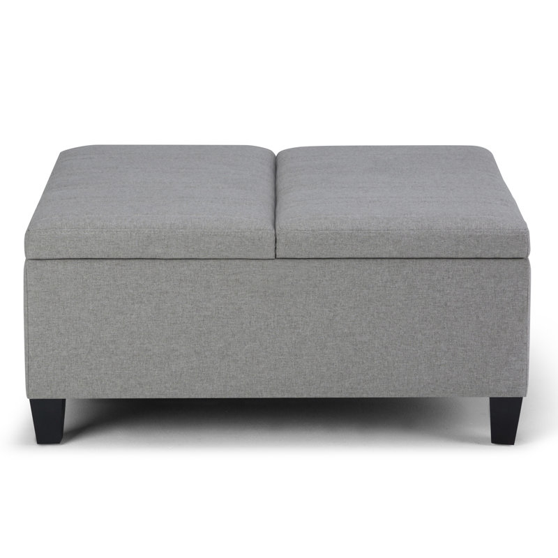 Ellis 36" Dove Grey Linen Look Fabric Coffee Table Ottoman