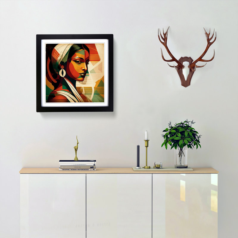 Indian Woman Constructivism - Framed Print, Black