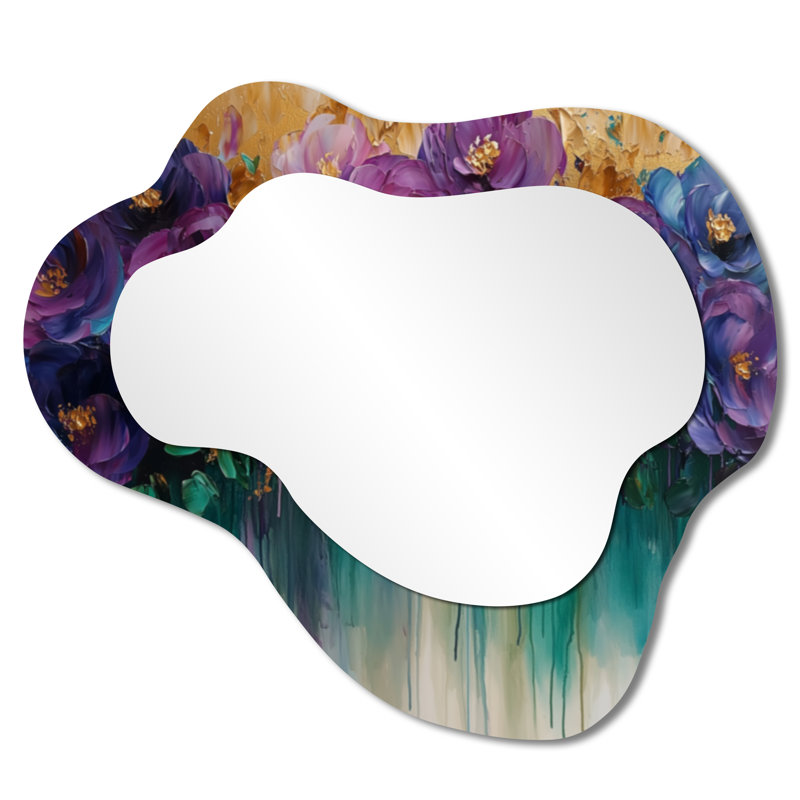 Fantaisie Fantasy - miroir mural asymétrique Roses, miroir de coiffeuse moderne, imprimé sur métal, 25 po x 28 po