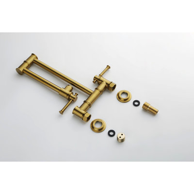 Pot Filler Faucet - Wall Mount, Brass, Gold, Fingerprint Surface, Quiet Gold Brass Easy To Operate With Double Handles
