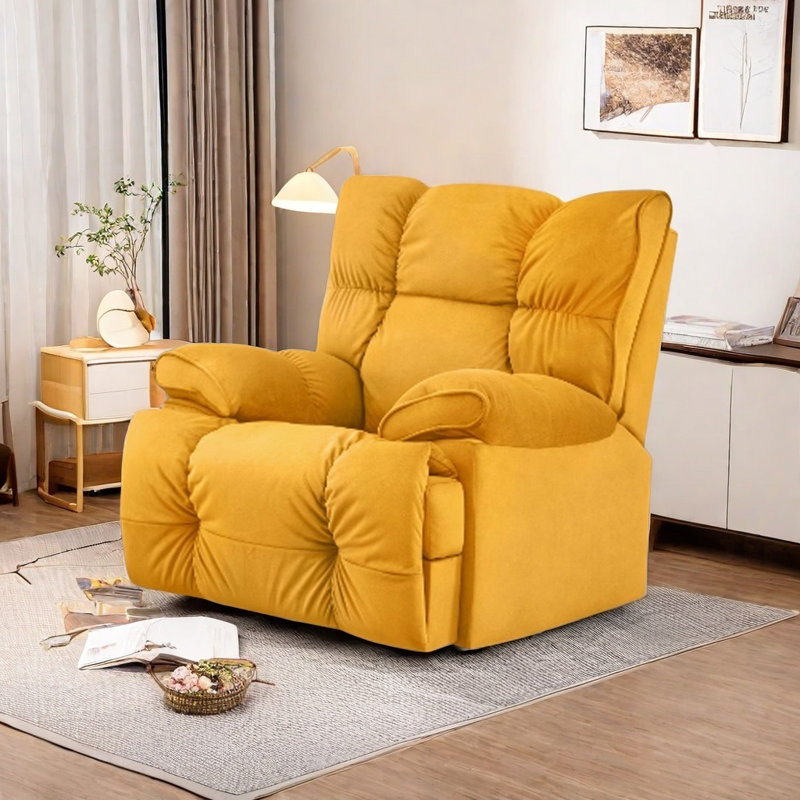 Fauteuil inclinable pivotant rembourré Taleigha, Jaune