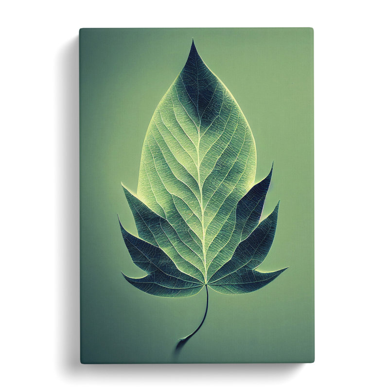 Single Plant Leaf No.1 - Wall Art, Wrapped Canvas, 50cm H x 35cm W, No Matte