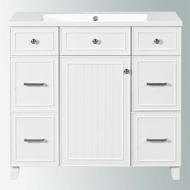Meuble-lavabo sur pied simple 18 po avec plateau en résine Sravya