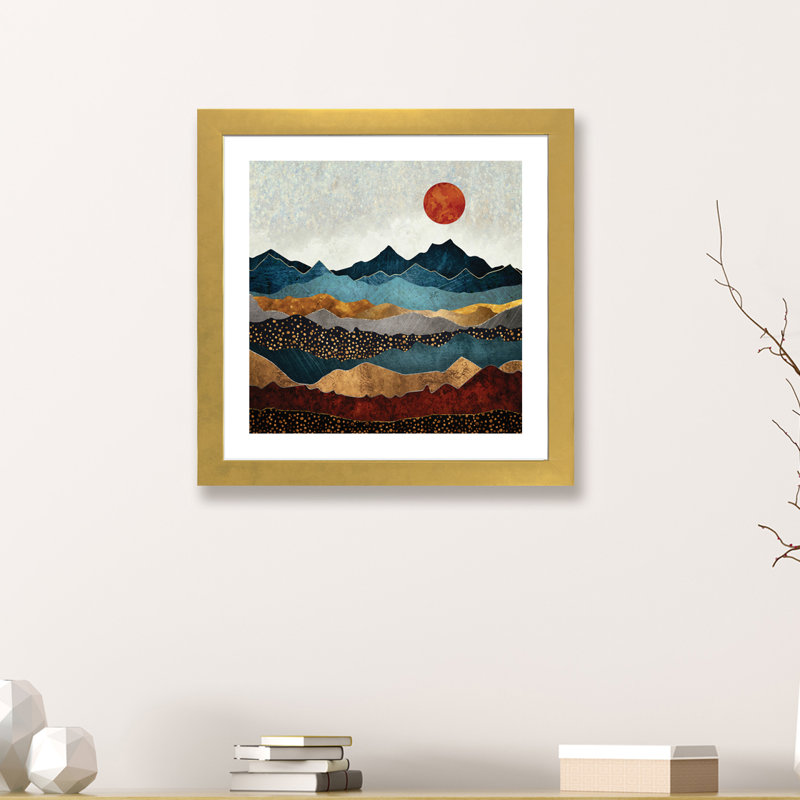«Amber Dusk» par Spaceécur Designs - reproduction, H 24 po x l 24 po x P 1 po, Papier encadré doré