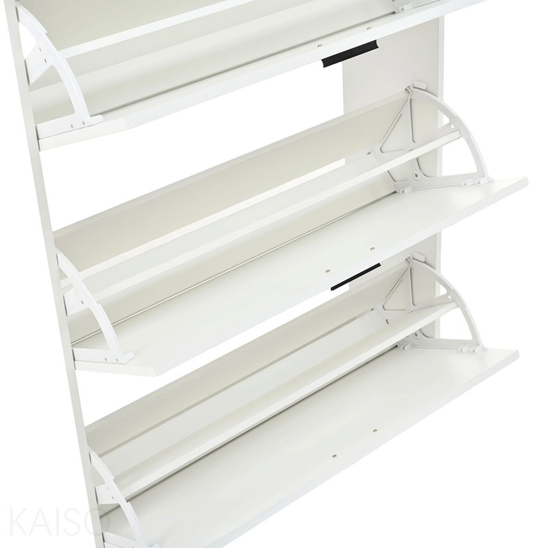Range-chaussures, deux tiroirs de rangement, tiroirs, portes à trois volets, grand, Blanc