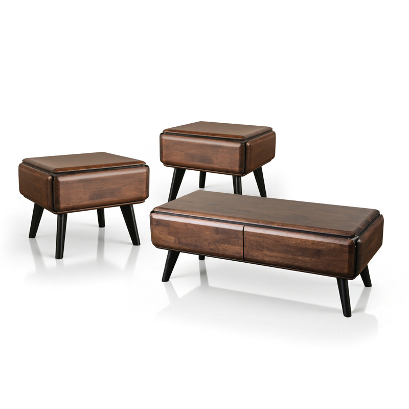 Rozella 3-Piece Solid Wood Coffee Table Set, 3 Pieces: Coffee Table, 2 End Tables