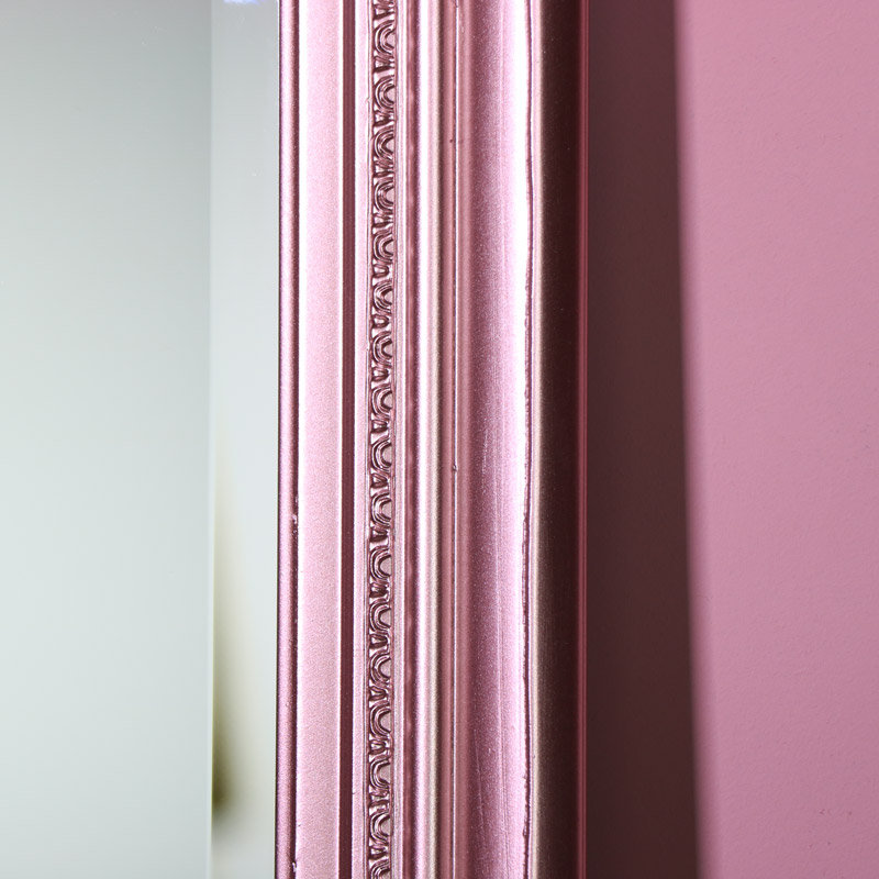 Alonso Wood Flat Mirror, 142cm H x 47cm W, Rose Gold