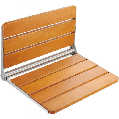 Folding Teak Shower Seat, 20.9 x 16'' Unfolded, Wall Mounted Fold Up Shower Bench with 500 lbs Load Capacity, Space Saving Home Care Fold Down Shower -  Stellweilan Tessberg, SMKYMWZCYKB2IKH1GV0@DAN