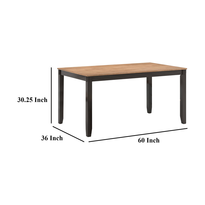 Table de salle à manger Malkin avec 4 chaises et banc, ensemble de 6, Marron foncé, Brun foncé