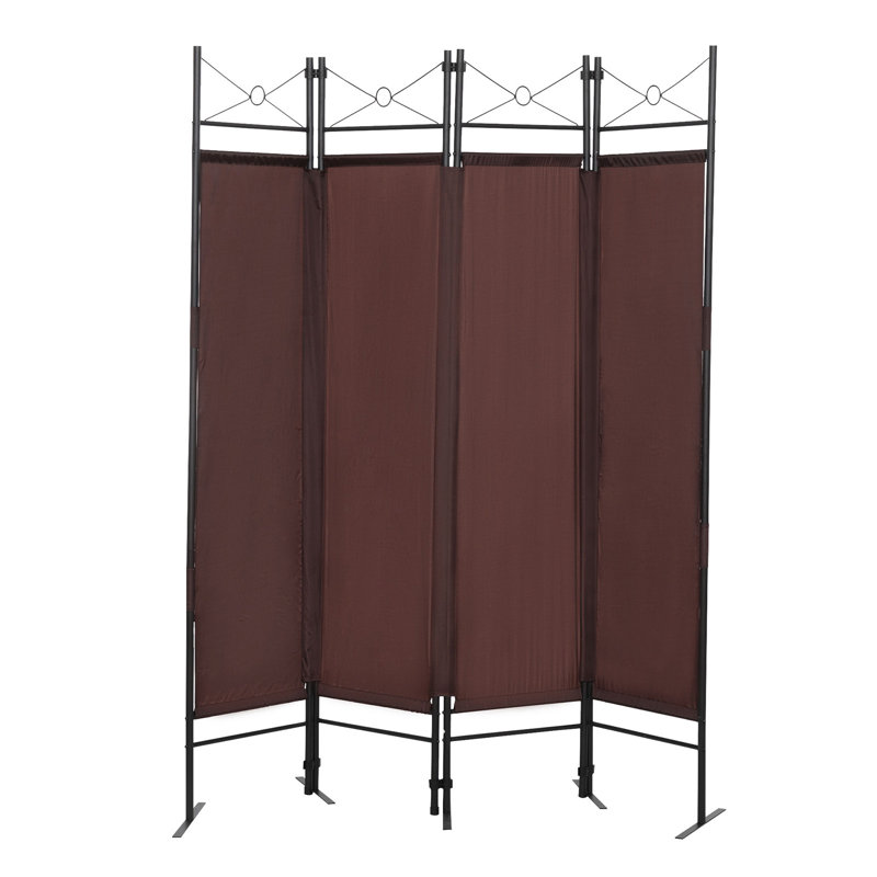 Cloison 4 panneaux Reynelda l 63 po x H 71,3 po, Brun