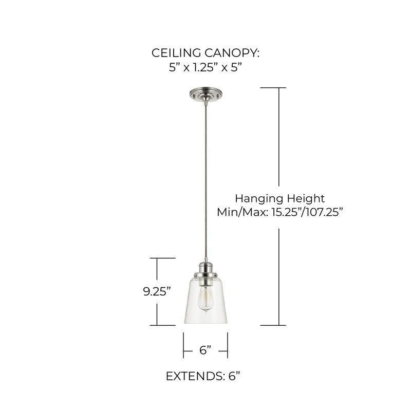 Luminaire suspendu 1 lumière à une cloche, Nickel poli