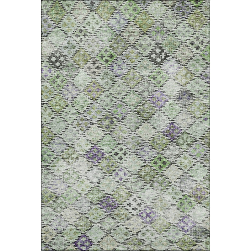 Tapis géométrique de qualité supérieure lavable à la machine Dahl AMF1081, Rectangle 10 pi x 14 pi