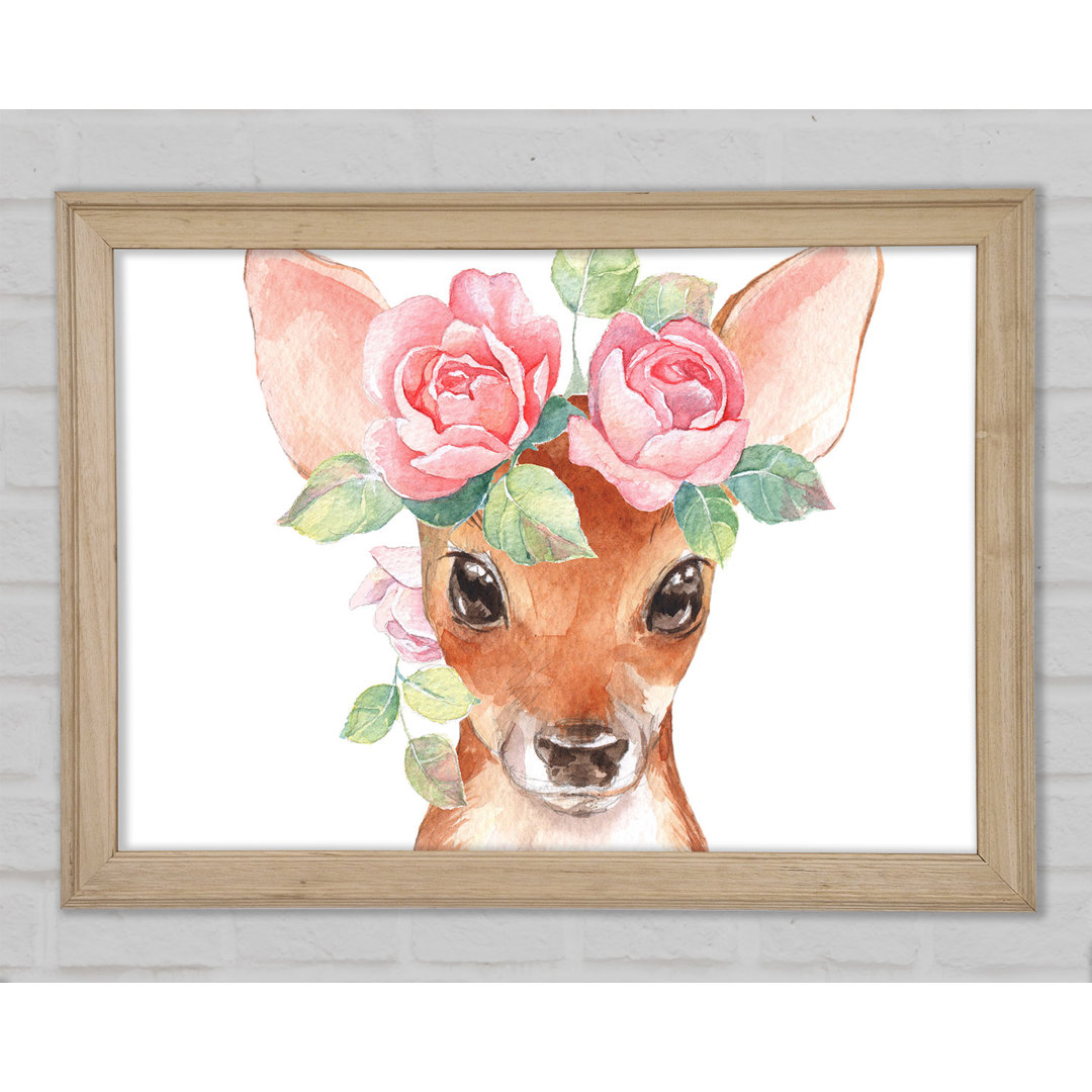 Aquarell Floral Deer Gerahmter Druck