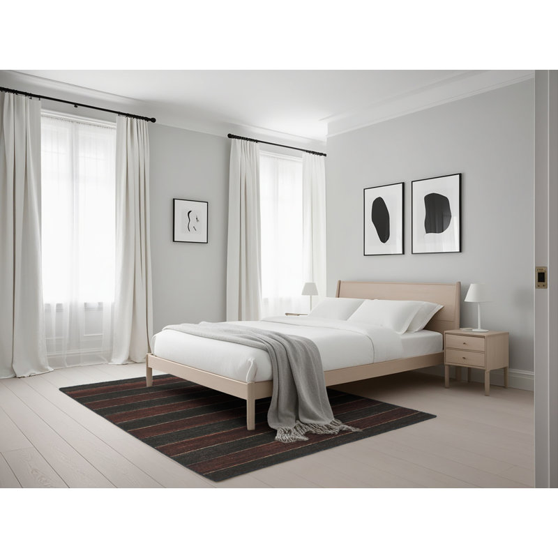 Tapis contemporain noir / brun, Rectangle 5 pi x 7 pi
