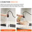 Robinet d'évier de cuisine mains - automatique sans contact intelligent, activé par capteur de mouvement, rétractable, noir style contemporain, laiton, remplissage en céramique pour Smart avec moderne,