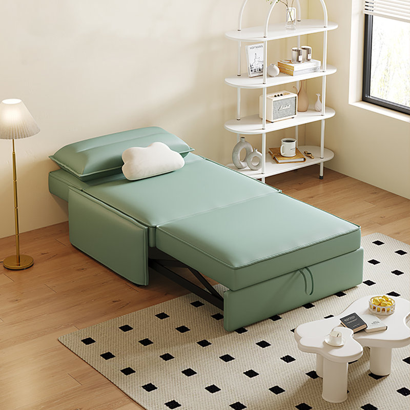 Canapé-lit vert en tissu résistant aux rayures avec coussins, H 33,46 po x l 42,52 po x P 16,93 po