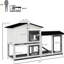 Cage en bois blanche de 62 po, aire de roulement, entretien facile, fabrication solide, portes verrouillables, plateau amovible, lapin de toit en asphalte, cage en bois blanche, spacieuse et propre