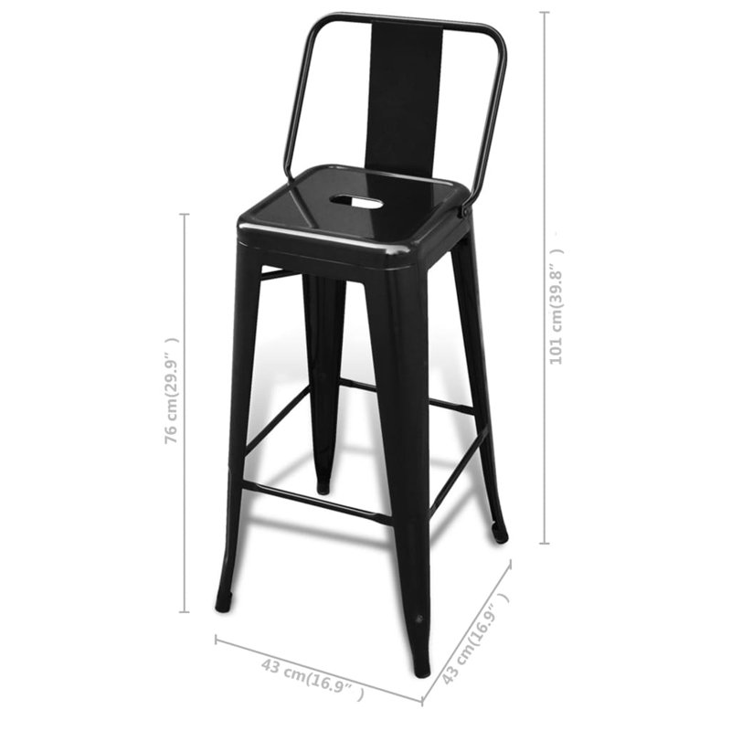 Barraza Counter Stool with Metal Frame, Black, 4