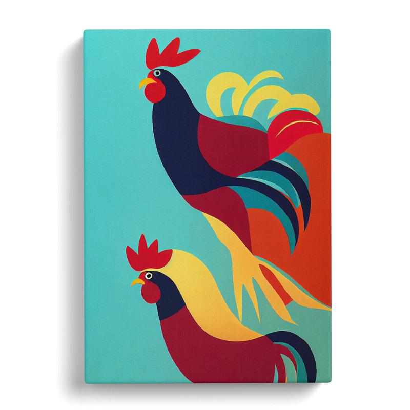 Birrell Roosters Abstract - Wrapped Canvas, 50cm H x 35cm W x 3cm D