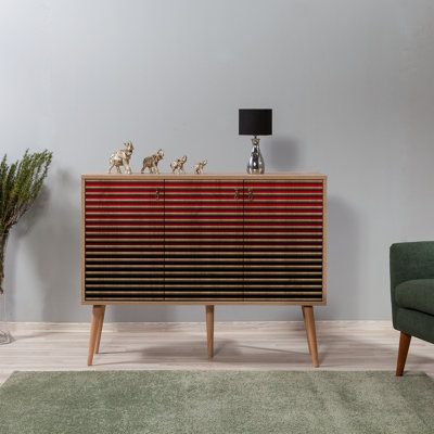 Modern Console Table with Multi-Shelf Storage, Sonoma Oak Finish, 47.2 x 35.4 x 14.2 inches | 100% Melamine Coated Particle Board, Hornbeam Legs, UV Coating, Wall-Mountable | Perfect for Home Office & Living Room
