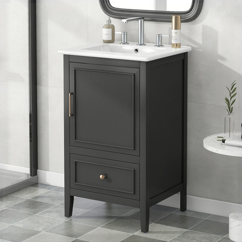Meuble-lavabo avec deux portes, Noir, noir, noir, noir