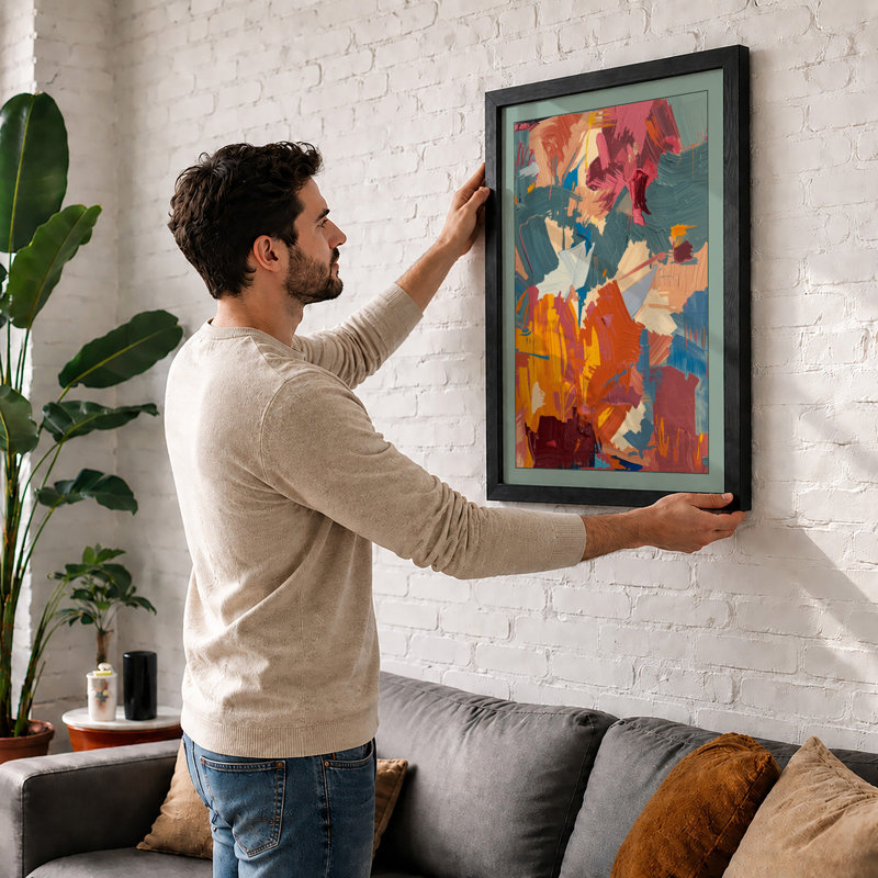 Collision of Colour Abstract - Framed Print, Black, A4 - 29.7 x 21.0 cm