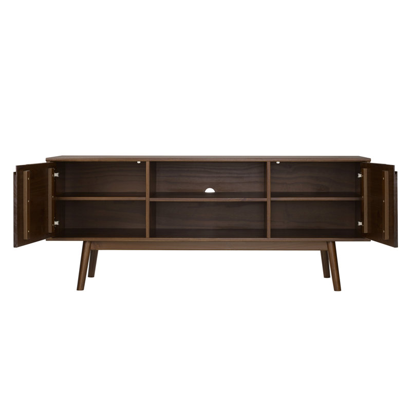 Giltner 58" Solid Wood 2-Door TV Stand for TVs up to 65", Walnut