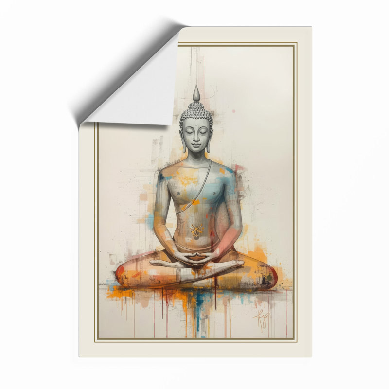 Meditating Buddha Japandi - Framed Print, A4 - 29.7 x 21.0 cm, Unframed