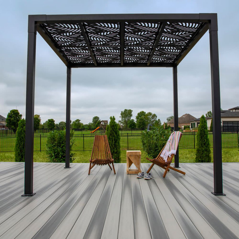 Matte Black Aluminum Freestanding Pergola with Canopy, 8 ft. x 8 ft.
