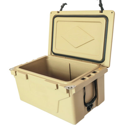 65Qt, Khaki, Drink Cooler, Beach, Boat, Camping, Solid Rotary , 5 - Day Ice Keeping, Sealing Ring, Interior, Exterior Travel, Outdoor, Safe & , Comfort Grip