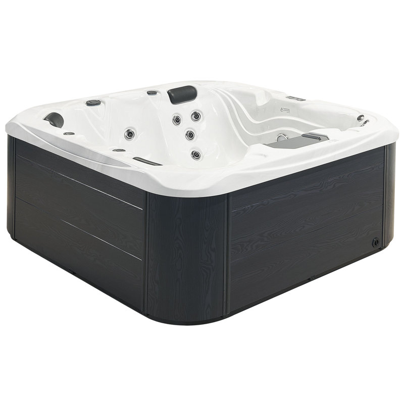 Belfry Bathroom Mulvihill 220 Volt 31 - Jet Acrylic Square Hot Tub with Ozonator, White, Grey