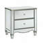 Finition argentée 1pc Panneaux de miroirs de table de chevet Décorations ornées Pieds courbés Boutons de tiroir en cristal Table de chevet Mobilier de chambre à coucher