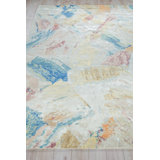 Exquisite Rugs Floor Art Hand-Knotted Bamboo Silk Silver/Blush Area Rug