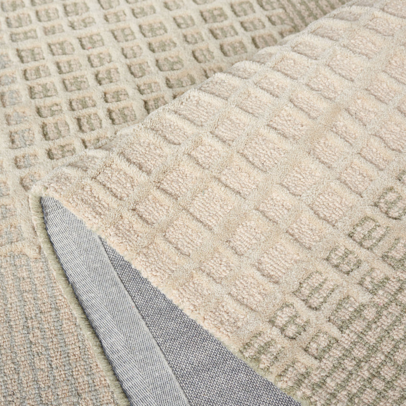Tapis gris / beige en laine / coton touffeté à la main Genres, Rectangle 4 pi x 6 pi