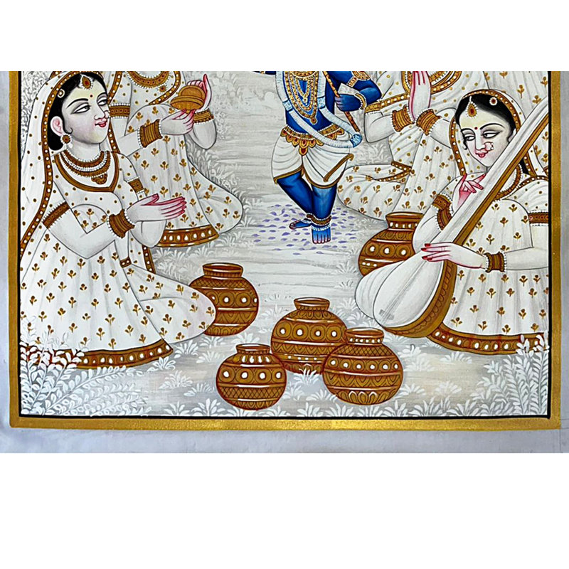 Gopis adorant Bala Krishna | Art Pichwai | Décoration murale