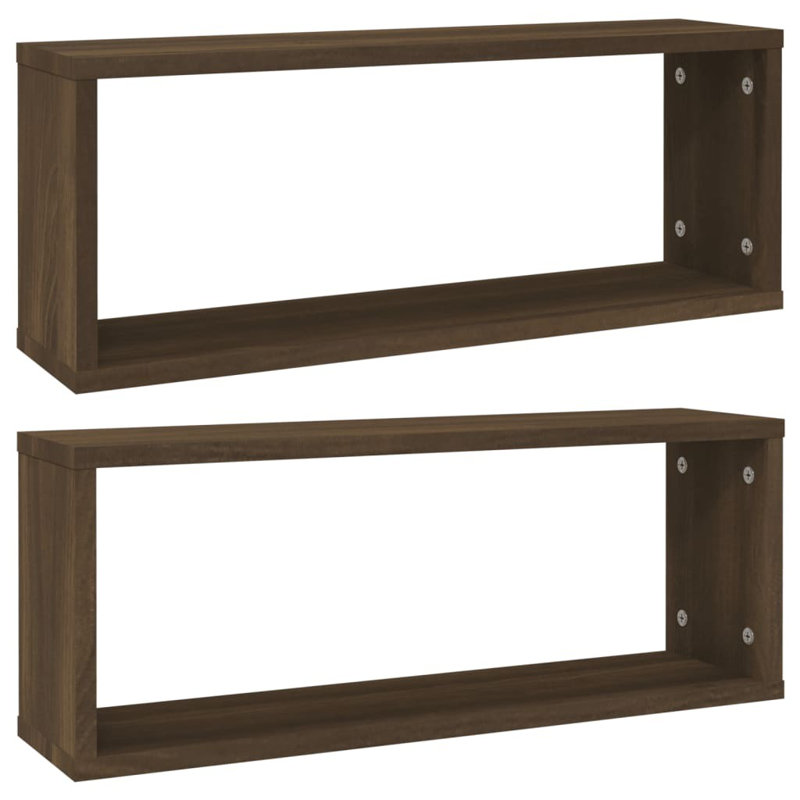 Losey 2 Piece Square Cube Shelf, 60 x 15 x 23 Cm, Brown