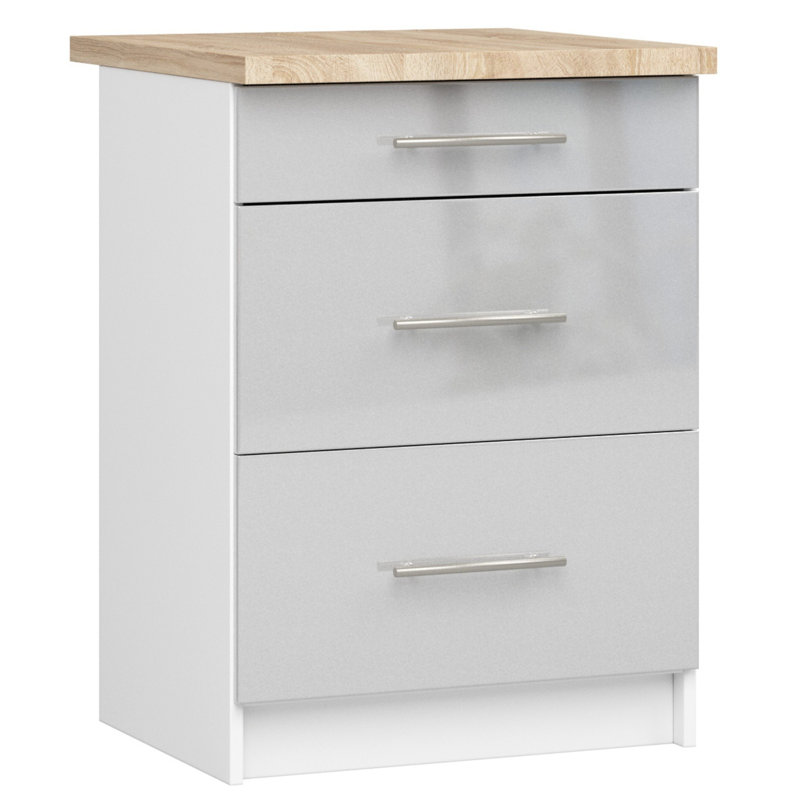 OLIWIA kitchen base cabinet in white, light gray gloss