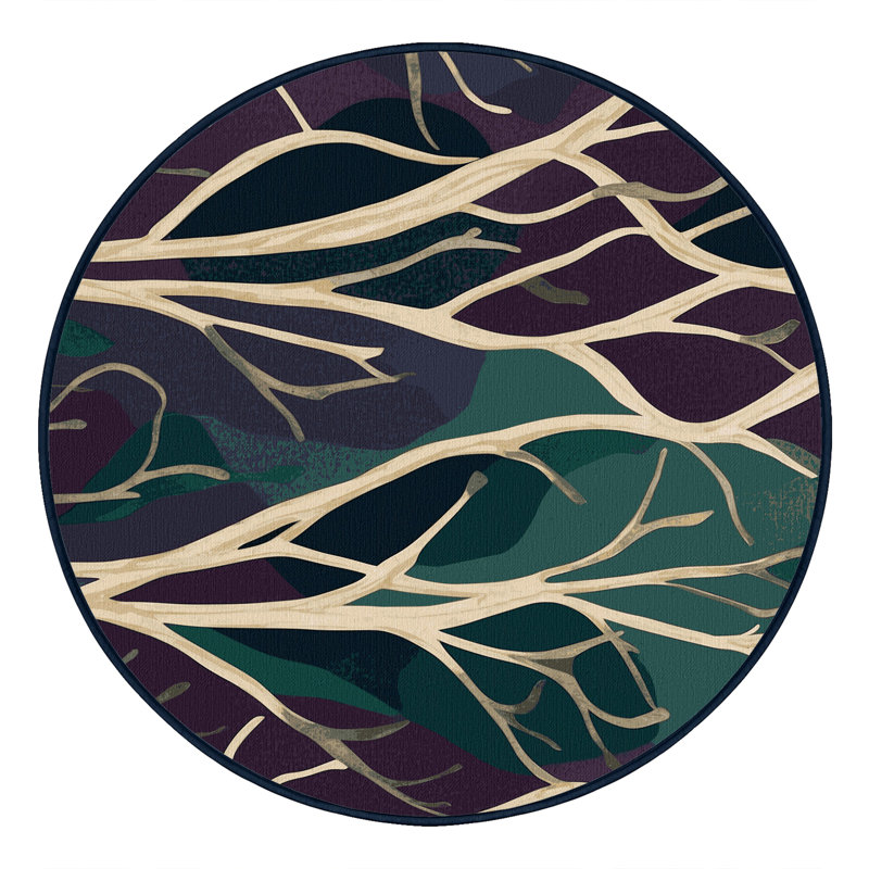 Velvet Leaves Rug, Round 8'