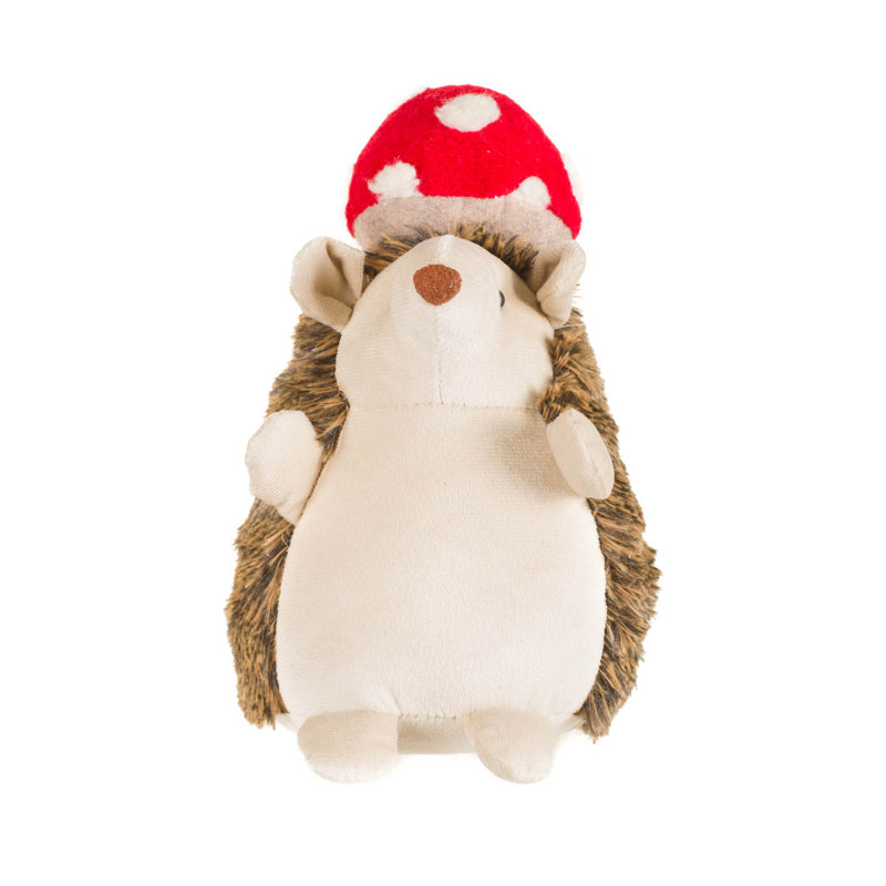 Brown Wool Hedgehog Doll with Red Mushroom Cap Pack of 2