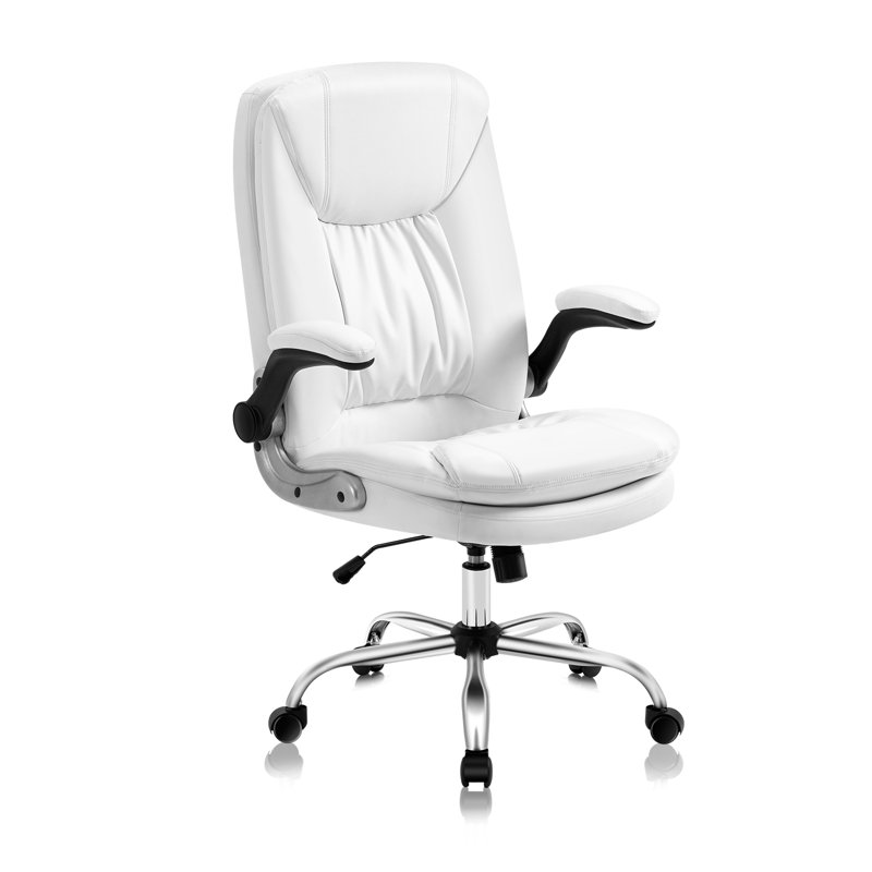 Inbox Zero Polyurethane Executive Chair, White