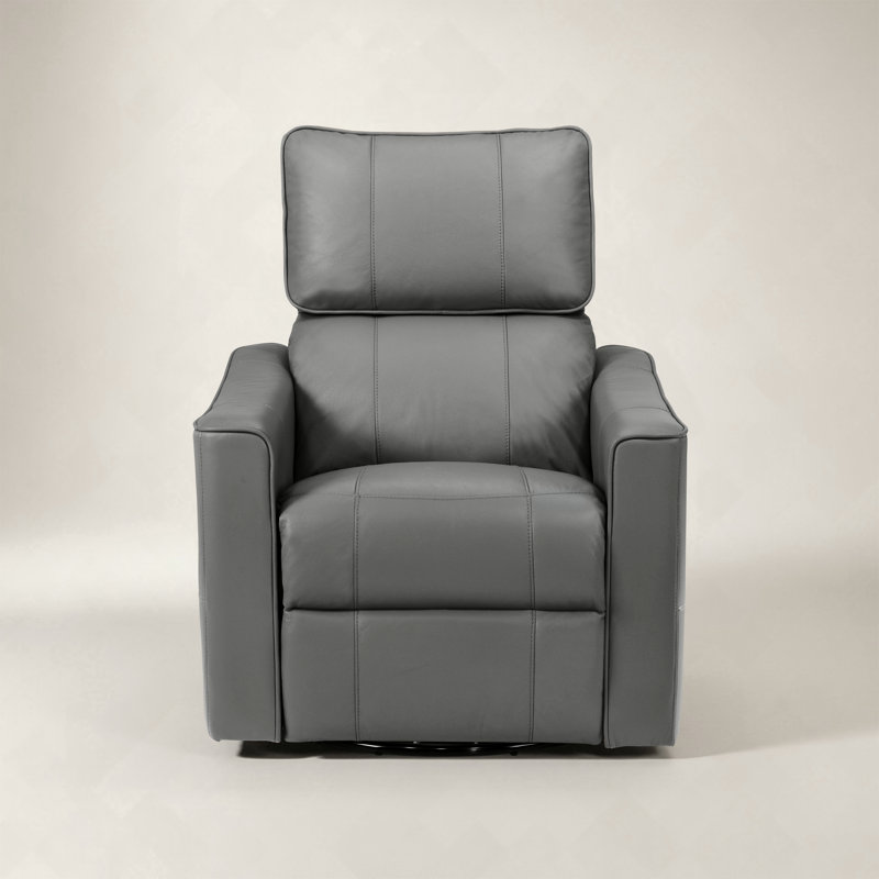 Fauteuil inclinable électrique moderne Inniss en cuir véritable de 80,5 cm de large avec fonction pivotante et planante et port USB