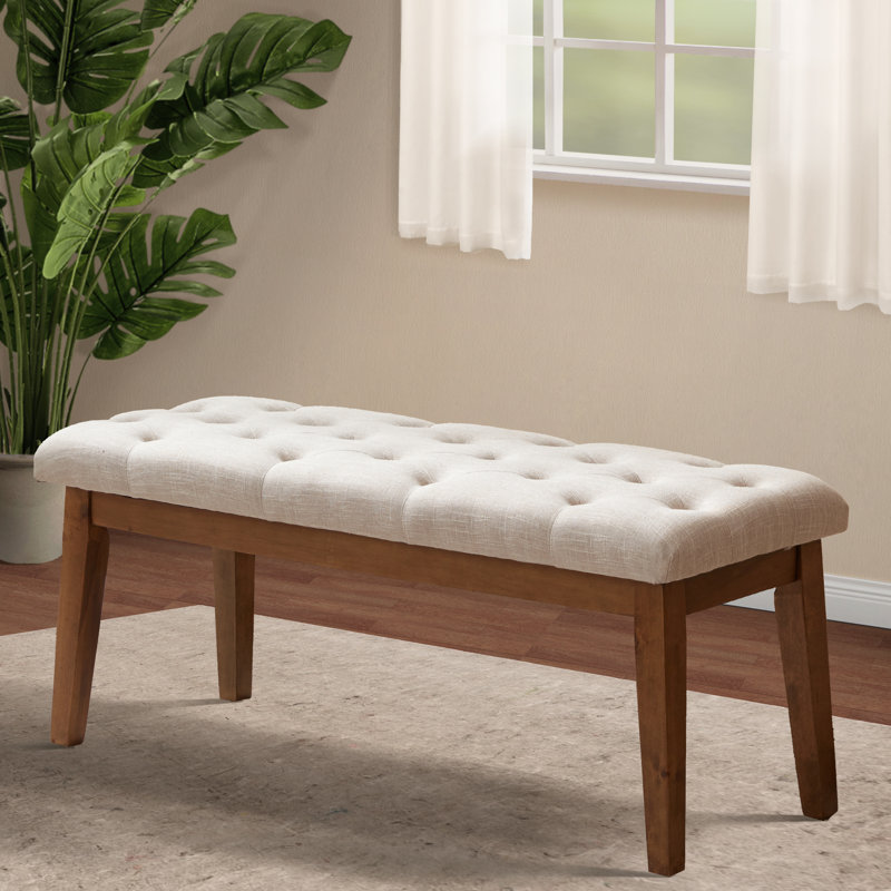 Banc en bois Isaura, H 19 po x l 44 po x P 16 po, Blanc