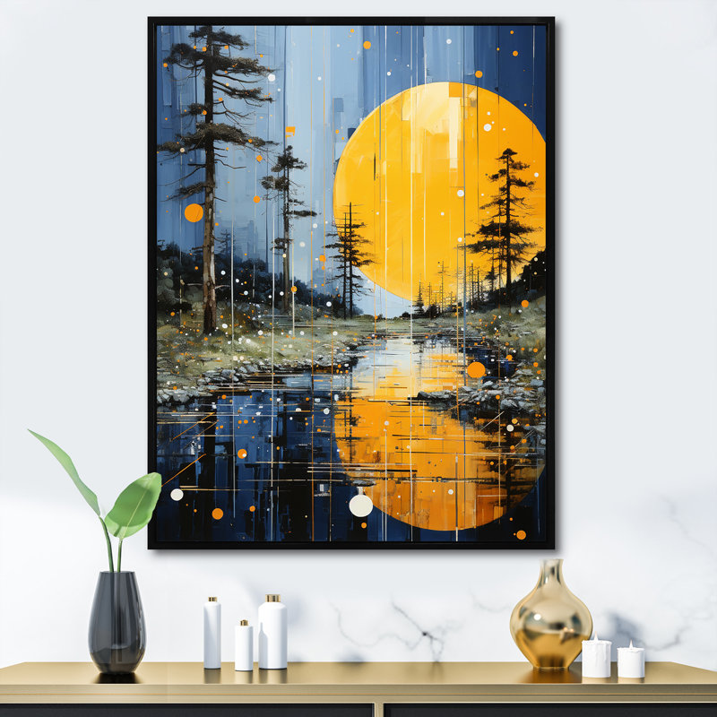 Labella - taches solaires jaunes sur toile, H 40 po x l 30 po x P 1,5 po, Cadre flottant noir