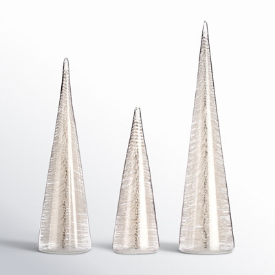 7/11/13" Bristle In Glass Tree Set of 3