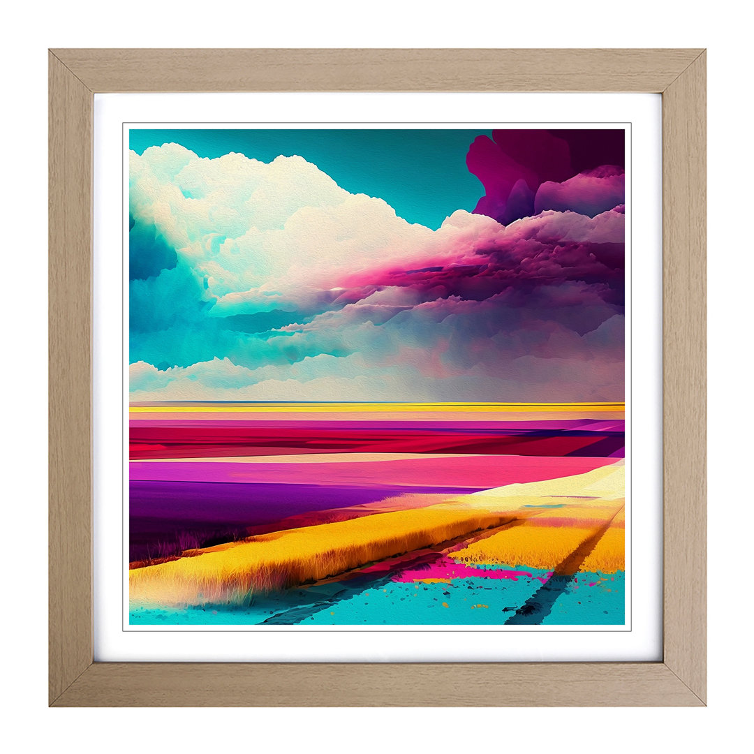 Landscape Color Field Painting No.2 - Single Picture Frame Print on Wood