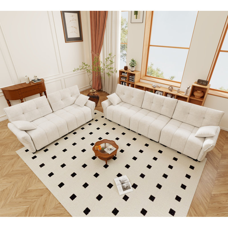 Canapé modulaire rembourré en chenille 2P + 3P, Beige