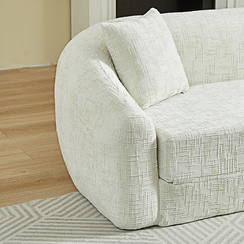 Canapé-lit convertible avec coussins, Chenille beige